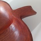 Handgemaakte Schaal. Appelvorm. Teak. Mid-Century thumbnail 2