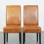 Set Van 4 Luxe En In Goede Staat Verkerende Schapenleren Eetkamerstoelen thumbnail 2