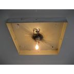 Vintage Plafondlamp, Plafonnière Met Kunststof Platen In Verchroomde Profielen 46 X 46 Cm, Jaren thumbnail 12