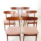6 Deense Eettafel Stoelen Farstrup Nieuw Gestoffeerd Roze thumbnail 3