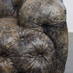 Stoere, Unieke En Moderne Rundleren Chesterfield Bank Met Een Bijzondere Kleurstelling thumbnail 5