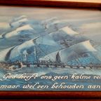 Vintage 3D Clipper Schip Hologram In Houtenlijst thumbnail 11