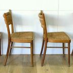 Vier Mid Century Rieten Eettafel Stoelen | 4 Stoelen Set thumbnail 13