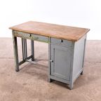 Vintage Bureau Hout | Oud Bureau | Houten Bureau Grijs thumbnail 8