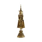 Grote Antieke Staande Bronzen Boeddha 24 Karaat Goud Rattanakosin 63Cm thumbnail 4