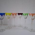6 Vintage Kristallen Gekleurde Wijnglazen thumbnail 19