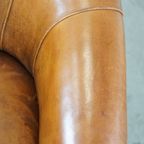 Charmante, Stoere En Comfortabele Schapenleren Clubfauteuil In Een Mooie Cognac Kleur thumbnail 9
