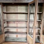 Practige Antiek Eiken Demontabele 3 Deurs Boeken Of Servieskast, Met 4 Planken, 150 Cm Breed thumbnail 6