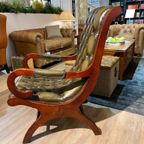 Engelse Chesterfield Fauteuil In Nieuwstaat Victorian Antiek Groen Leer thumbnail 5