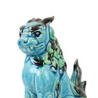 Koppel Vintage Chinese Komainu Guardian Lions Foo Dogs Blauw Aardewerk 20Cm thumbnail 11