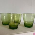 4X Vintage Groen Waterglas / Frisglas Bubbels thumbnail 4
