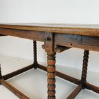 Prachtige Antieke Eikenhouten Eetkamer-/Bijzettafel thumbnail 10