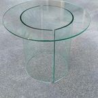 Vintage Postmodern Glazen Bijzettafel, Rond thumbnail 10