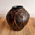 Xl Black Pottery Kruik Pot Vaas Vintage thumbnail 4