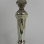 Set Van 2 Kwikzilveren Kandelaars, Rond 1900 (armeluiszilver) thumbnail 2