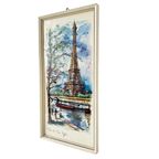 Mid-century Waterverf Schilderij Parijs Eiffeltoren Arno 1970’s thumbnail 5