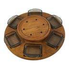 Digsmed - Lazy Susan / Serving Tray - Teak Wood And Smoked Glass - 1950’S Scandinavian Design thumbnail 2