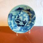 Qing Dynasty Porcelain Celadon Plate * 18Th Century Antique * Chinese * Blue Mountains * 23Cm thumbnail 4