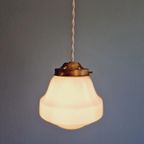 Art Deco Hanglamp In Witte Opaline, Jaren 1920-30 thumbnail 6