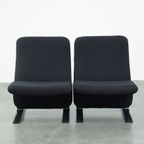 Set Van 2 Zwarte Vintage Design Fauteuils Van Pierre Paulin Voor Artifort Concorde Model F780 thumbnail 2