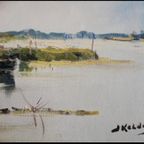 Jan Kelderman (1914-1990) - Boerderij Langs Het Meer thumbnail 4