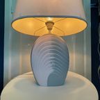 Italiaans Design Lamp, Keramiek-Groot! Hollywood Regency Stijl, Jaren 80 Spikkels, Grijs Met Roze thumbnail 9