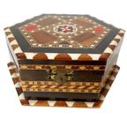 Hexagon Geometrisch Sieradendoosje Hout Parelmoer Inlegwerk Khatam thumbnail 4
