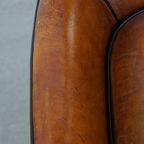 Subtiele Cognac-kleurige Schapenleren Armchair Met Een Leuke Vormgeving thumbnail 8