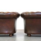 Mooie Set Van 2 Engelse Bruine Rundleren Chesterfield Fauteuils thumbnail 5