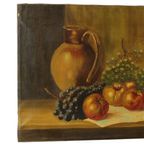 Stilleven Fruit Met Een Kruik Olieverf Op Doek Schilderij Gesigneerd thumbnail 8