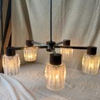 Tijdloze Mid Century Modern Vintage Hanglamp Met 5 Kristalachtige Kapjes, Reliving thumbnail 7