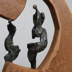 Contemporary Stone & Metal Sculpture With Bronze Figures thumbnail 7