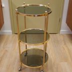Vintage Barcart Serveerwagen Trolley Bijzettafel Messing thumbnail 8