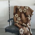 Wollen Deken Van Wijk Leidse Deken Bruin Met Bloemenmotief thumbnail 2