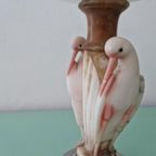 Albast Eind 19e Eeuws Tazza Schaal Met Vogels. thumbnail 15