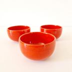 Set 3 Oranje Keramieke Schaaltjes Jaren 70 Tapas Schaal thumbnail 3