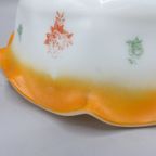 Art Deco Lampenkap, Oranje – Wit Met Bloemen Motief, Jaren 30 - Frankrijk thumbnail 6