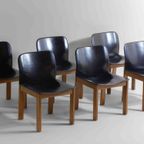 Mid-century Set Van 6 Lederen Eetkamerstoelen Door Arfa & Tobia Scarpa, 1970 thumbnail 18