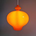 Set Van 3 Scandinavische Hanglampen In Oranje Opaline, H.A Jakobsson, 1960 thumbnail 4