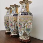 Vintage Oosterse Vazen Balustervazen, Canton Vaas Porselein thumbnail 13