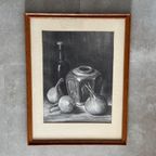 Vintage Ingelijst Tekening Chinese Gemberpot Met Uien - Art Deco thumbnail 2