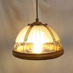 Vintage Hanglamp Met Teak Hout En Glas, Jaren '60/'70 thumbnail 2