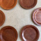 Set Van 6 Vintage Scandinavische Silva Teak Onderzetters thumbnail 3