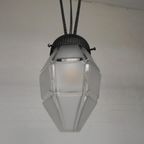 Art Deco Hanglamp Met Zeshoekige Glazen Kap, Jaren 30 thumbnail 9