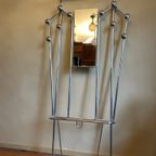 Vintage Staande Kapstok Met Spiegel Aluminium Frans thumbnail 14