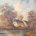 Vintage Waterrijk Landschap Met Boerderij In Lodewijk Xvi L thumbnail 3