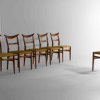 Set Van 6 Vintage Mid-Century Stoelen Met Unieke Gebogen Rug thumbnail 10