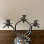 Art Deco 1930S Demeyere Chrome Candlesticks, Belgium thumbnail 9