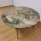 Vintage Hollywood Regency Salontafel Koffietafel Met Marmer Onyx Blad thumbnail 7