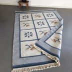 Vintage Wollen Zweedse Röllakan Blauw Met Bloemen thumbnail 9